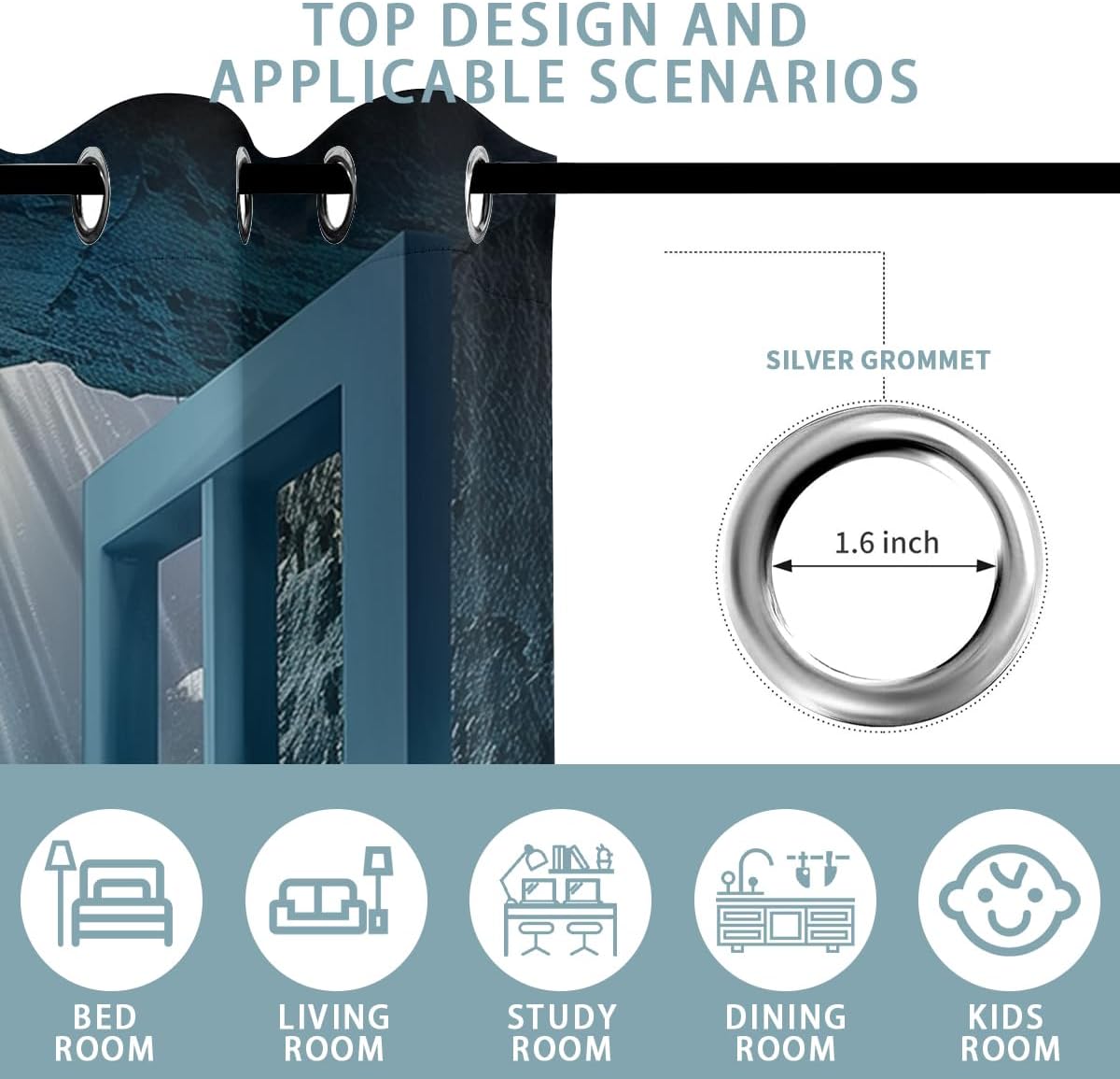 Ocean Fishs Blackout Curtains for Girls Boys Home Decor, Underwater Tropical Fish Undersea Coral Grommet Thermal Insulated Drapes Darkening Window Curtain for Bedroom Living Room, 42 x 45 Inch