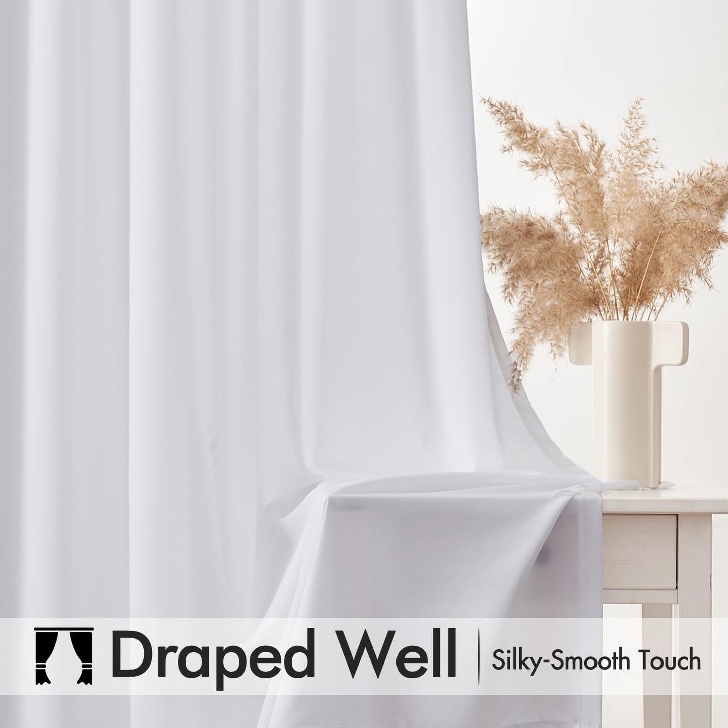 MIULEE White Privacy Sheer Curtains That Let Light in 72 Inches Long Non-See-Through Semi Sheer Curtains Light Filtering Window Curtain Drapes for Living Room Bedroom 2 Panels Set 42 X 72