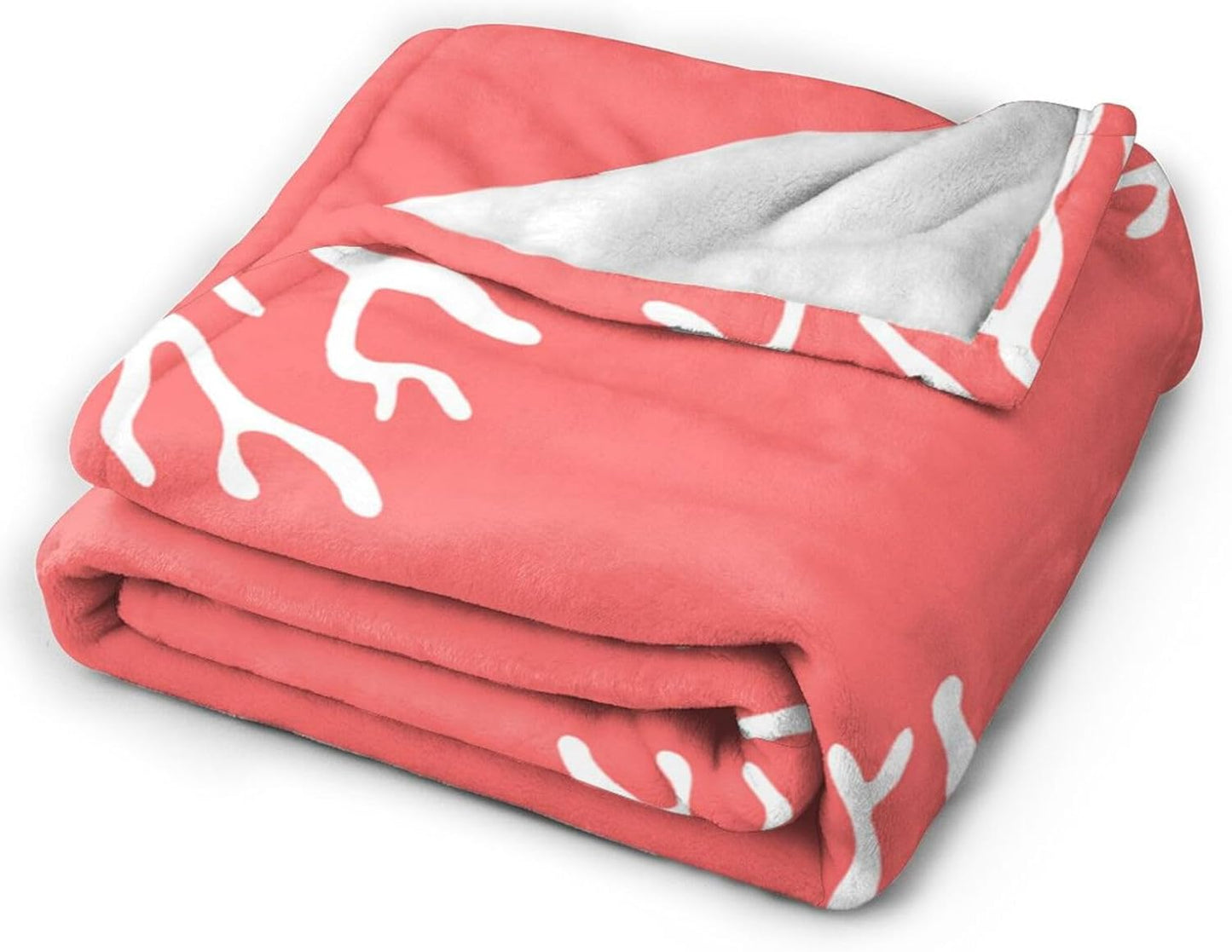 HGOD DESIGNS Beach Coral Fleece Throw Blanket Soft Cozy Coral Fuzzy Blanket Caring for Women & Adults Ocean Coral Pink Branch Reef Nature Red White Plush Microfiber Blanket 50"x60"