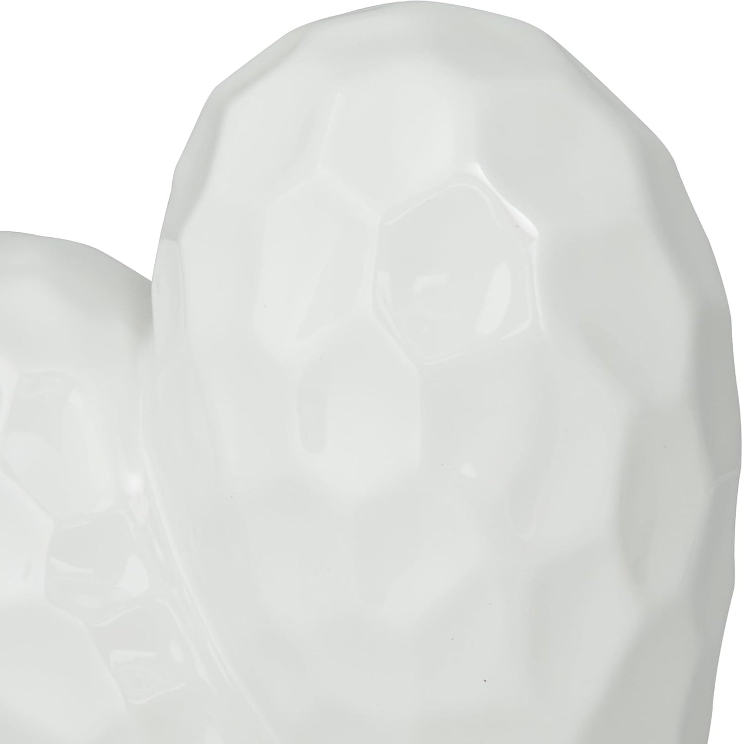 Deco 79 Porcelain Ceramic Heart Decorative Sculpture Dimensional Angled Origami Inspired Home Decor Statue, Accent Figurine 8" x 3" x 8", White