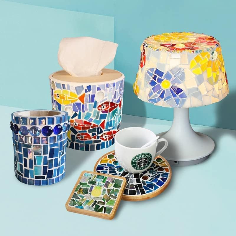 1.1 LB Irregular Crystal Mosaic Tiles,Small Particle Color Decal Crystal Glass Tile DIY Hobbies Children Handmade Crystal Craft for DIY Handmade Decorative Materials (Mix Color Series)