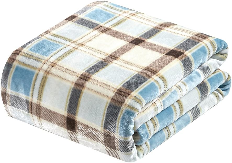 MERRYLIFE Throw Blanket Plaid Sherpa | Ultra-Plush Soft Colorful Oversized | Decorative Couch Travel Blanket | (50" 60", Island Travel)