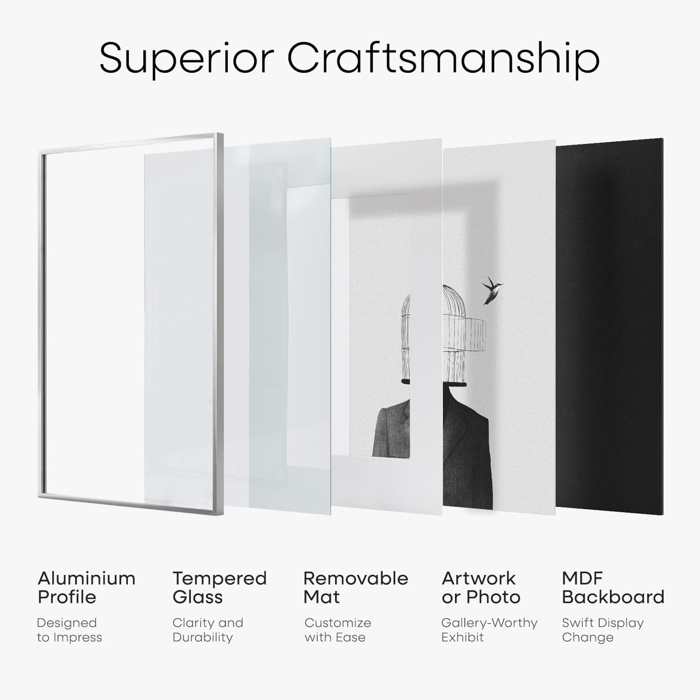 Homeforia 11x22 Newspaper Frame Silver, High End Metal 11 x 22 Picture Frame without Mat, 22x11 Thin Silver Poster Frames for Wall, 11by22 inch Display Photo Frames, Tempered Glass, Wall Kit, Set of 1