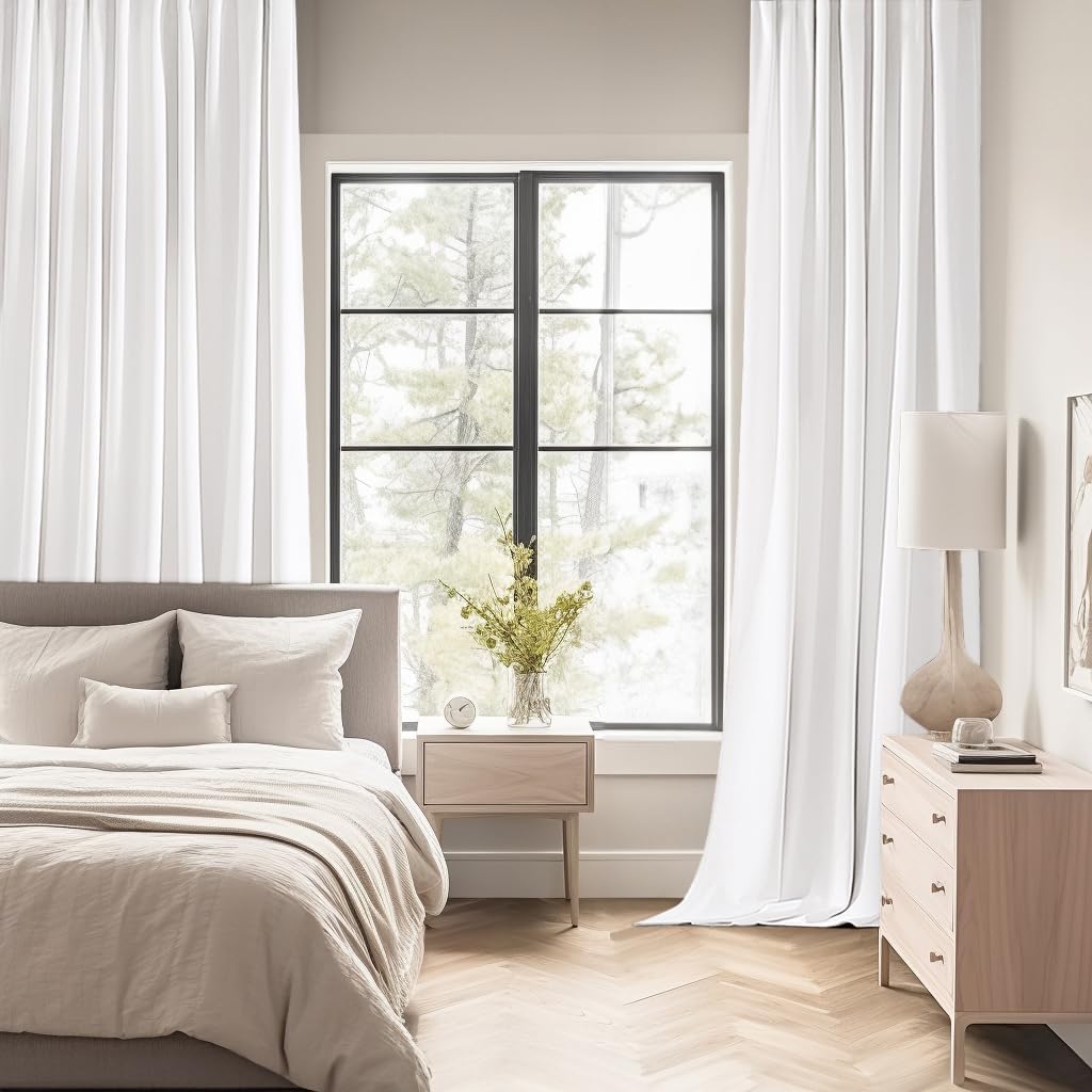 MIULEE Pure White Back Tab Light Blocking Curtains 72 Inch Length 2 Panels Set for Living Room Bedroom Privacy, Rod Pocket/Pinch Pleat Thermal Insulated Room Darkening Pleated Blackout Drapes
