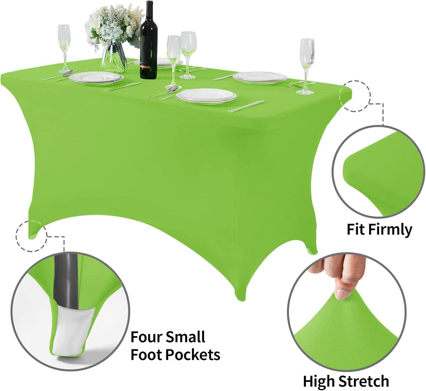 Spandex Table Cover for 4FT or 6ft or 8ft Table Universal Fitted Stretch Tablecloth for Party, Banquet, Wedding and Events-Apple Green