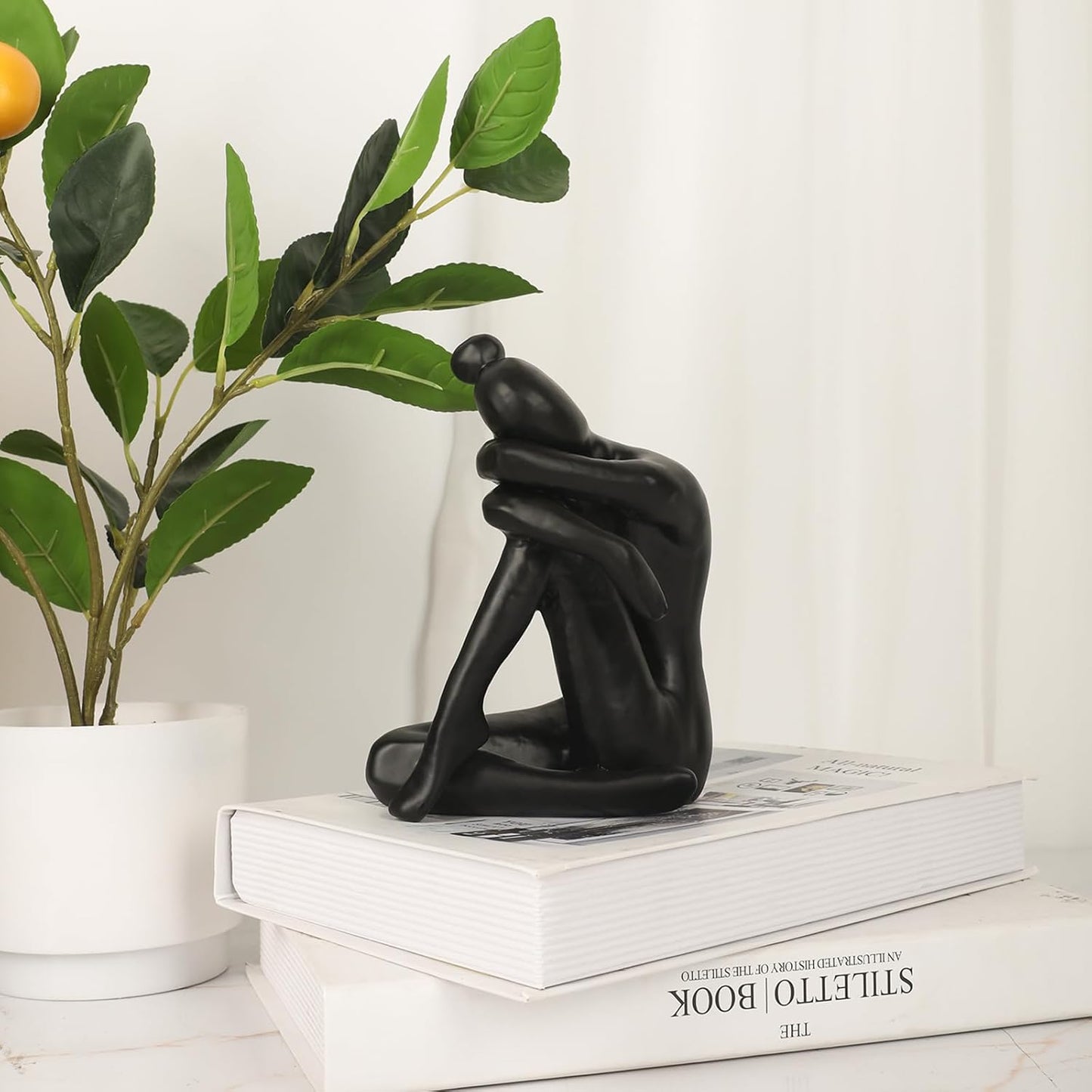 Unique Cast Iron Girl Thinker Bookends, Heavy-Duty Decorative Book Stoppers for Shelves, Creative Home and Office Desk Ornaments, 1 Pair/2 Pieces, 5.9"