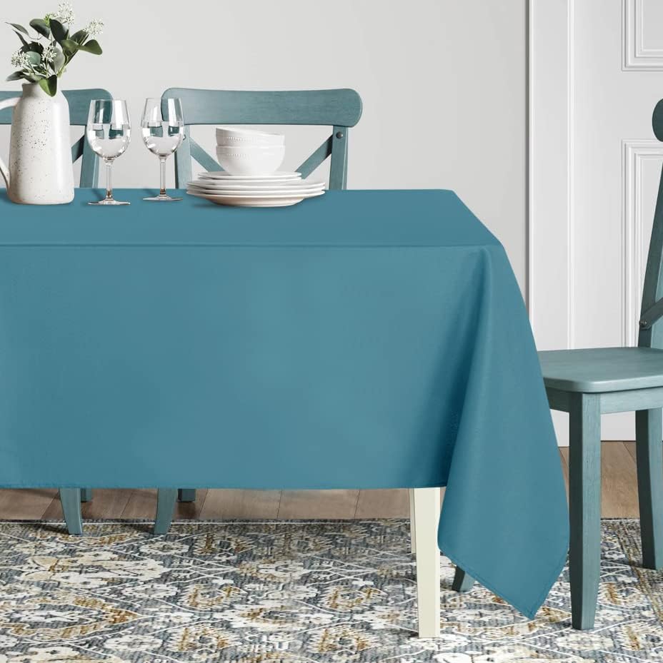 sancua Rectangle Tablecloth - 60 x 84 Inch - Stain and Wrinkle Resistant Washable Polyester Table Cloth, Decorative Fabric Table Cover for Dining Tables, Buffet Parties and Camping, Teal