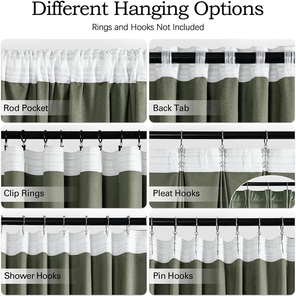 MIULEE Sage Green Velvet Curtains 102 inches 2 Panels - Pinch Pleated Luxury Room Darkening Window Drapes for Bedroom Living Room Blackout Thermal Insulated Super Soft, Back Tab Rod Pocket, W52 x L102