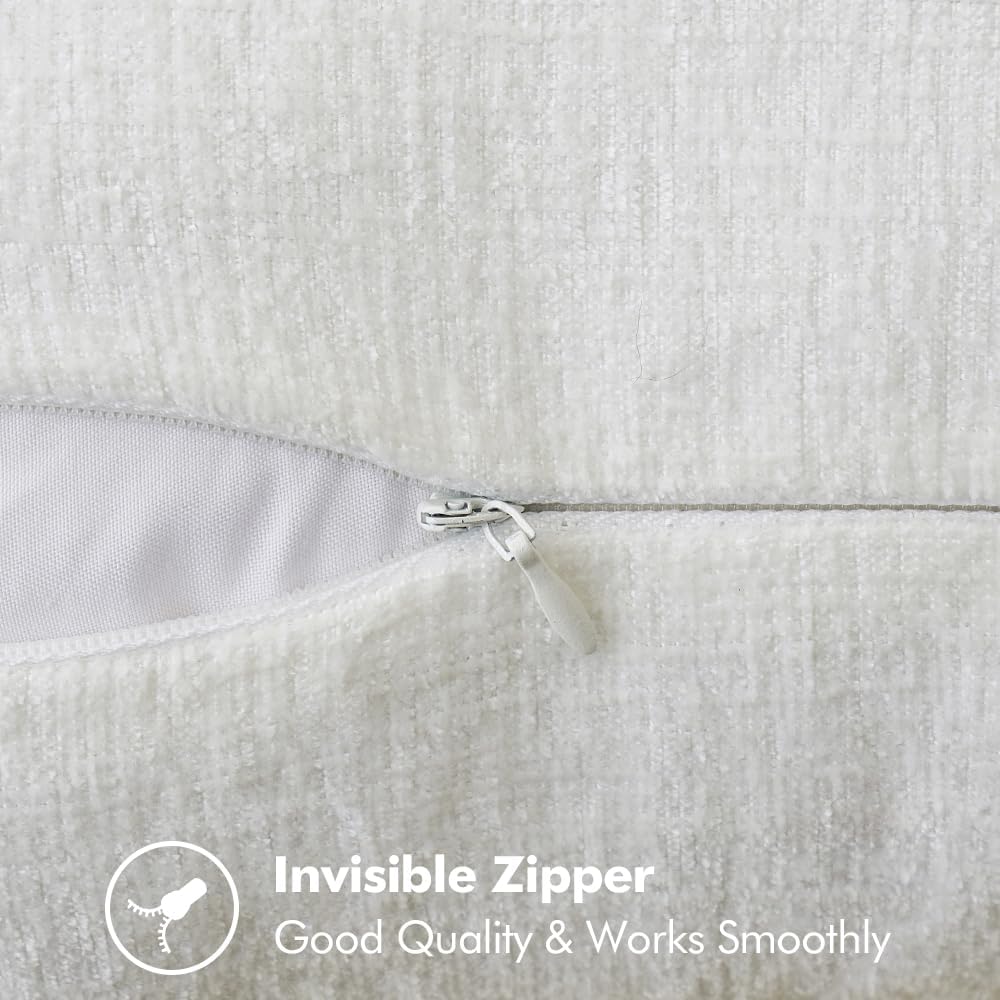 MIULEE Pack of 2 Christmas Pillow Covers 16x16 Inch Pure White Farmhouse Decorative Throw Pillow Covers with Stitched Edge Soft Chenille Solid Dyed Couch Pillow Covers for Sofa Bed Living Room