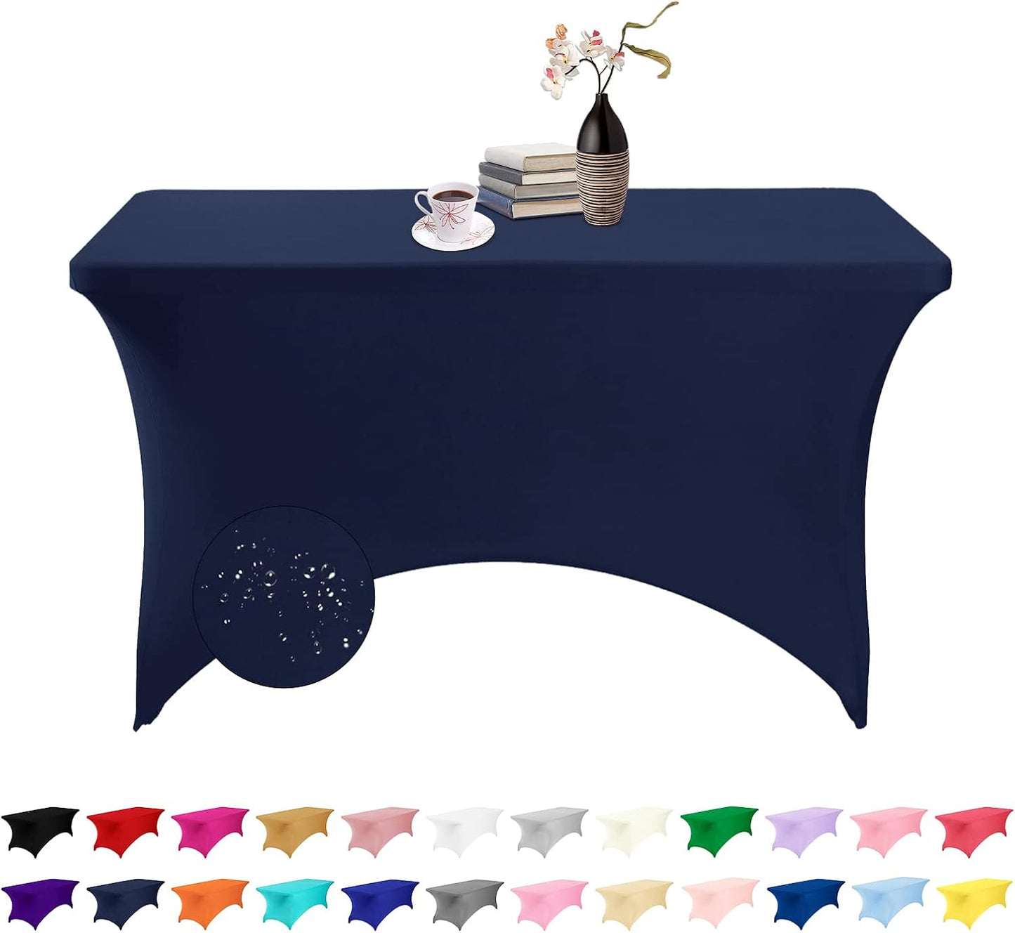 Spandex 4ft Waterproof Table Cover for Party,Wedding, Banquet, and Events(Navy)