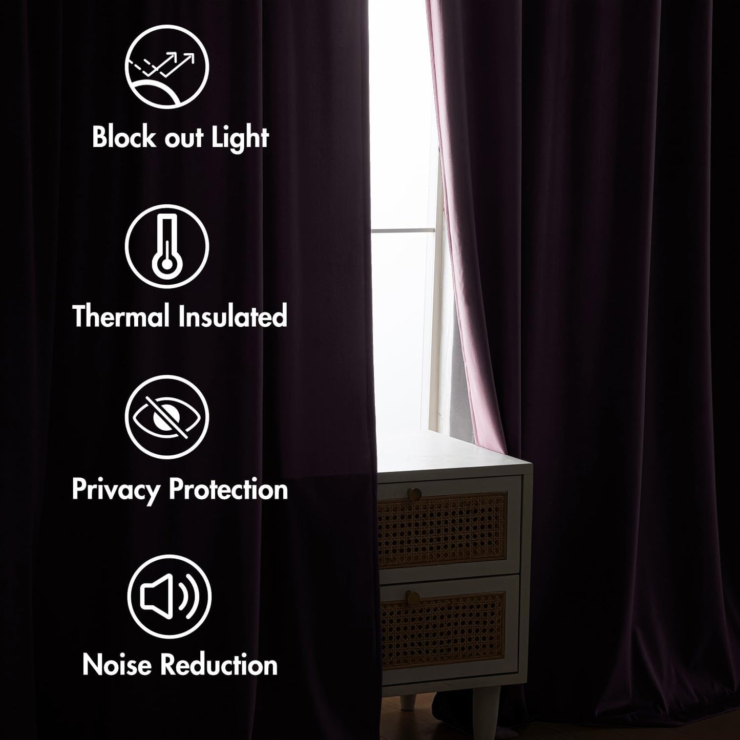 MIULEE Lavender Velvet Curtains 84 inches 2 Panels - Luxury Room Darkening Window Drapes for Bedroom Living Room Thermal Insulated Super Soft Blackout, Back Tab Rod Pocket Pinch Pleated, Purple