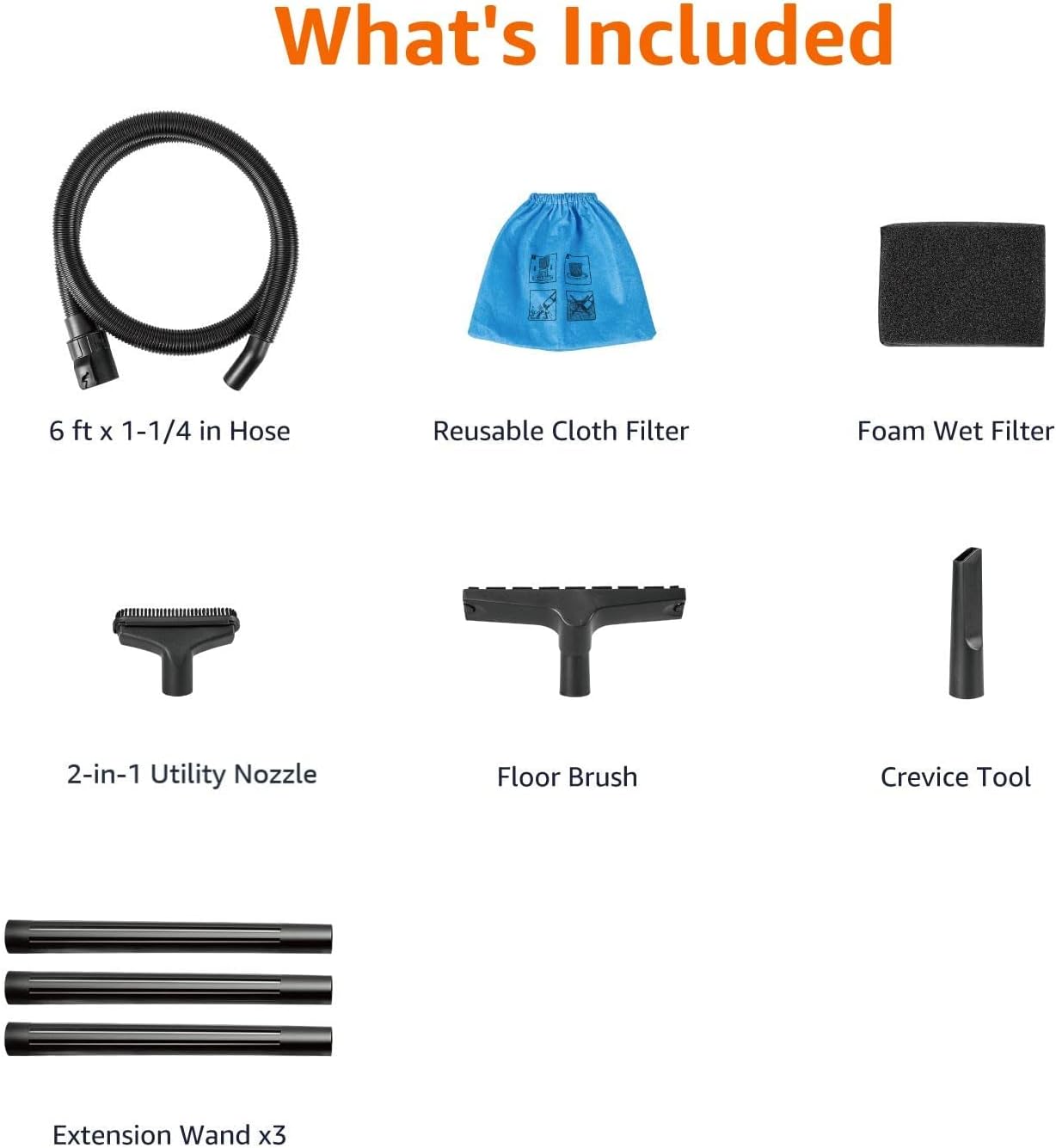 Amazon Basics Wet Dry Vacuum Cleaner, 4 gallon Shop, 3 HP Stainless Steel, Grey/Black