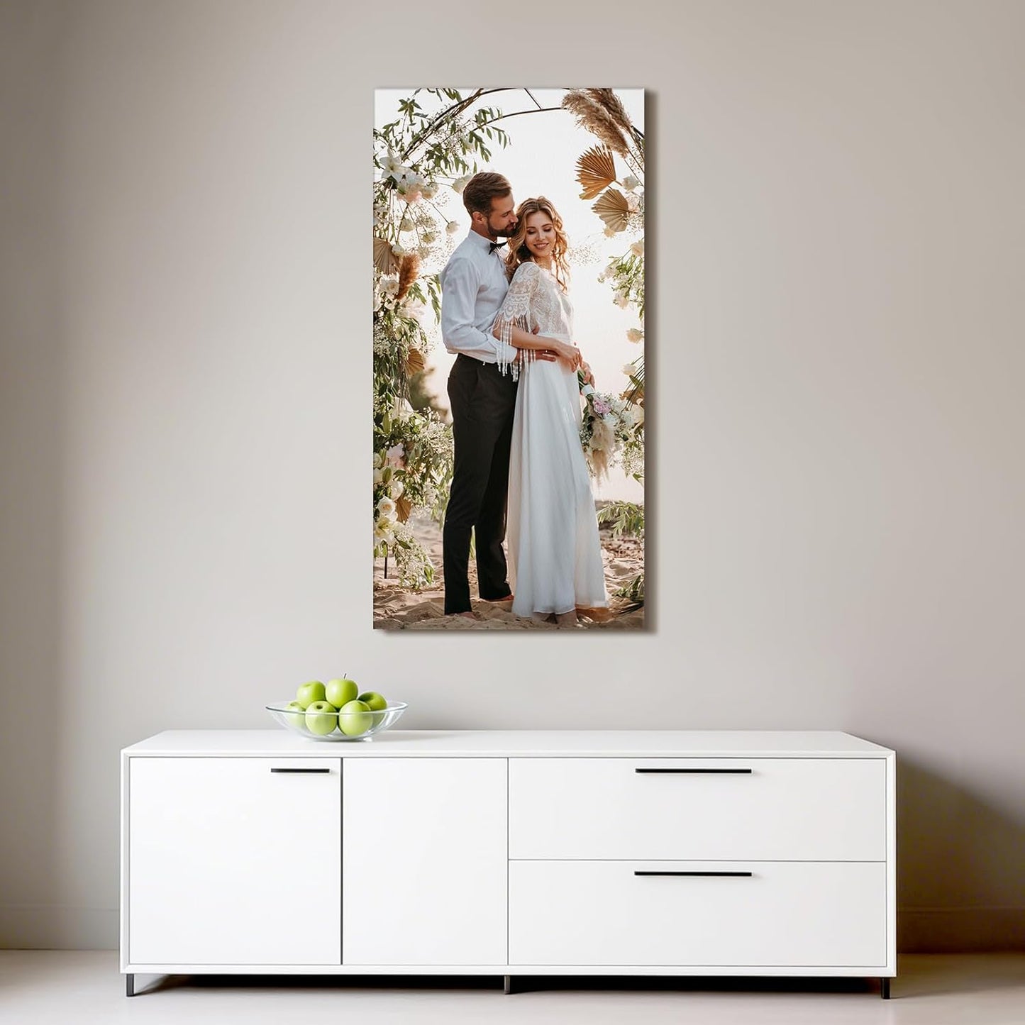 Custom Canvas Prints with Your Photos - Personalized Pictures Print, Customized Photo Gifts, Wall Art Poster Canvas Printing for Wedding, Family, Baby, Pets, Home Office Decor, Wrapped Frame 8x16