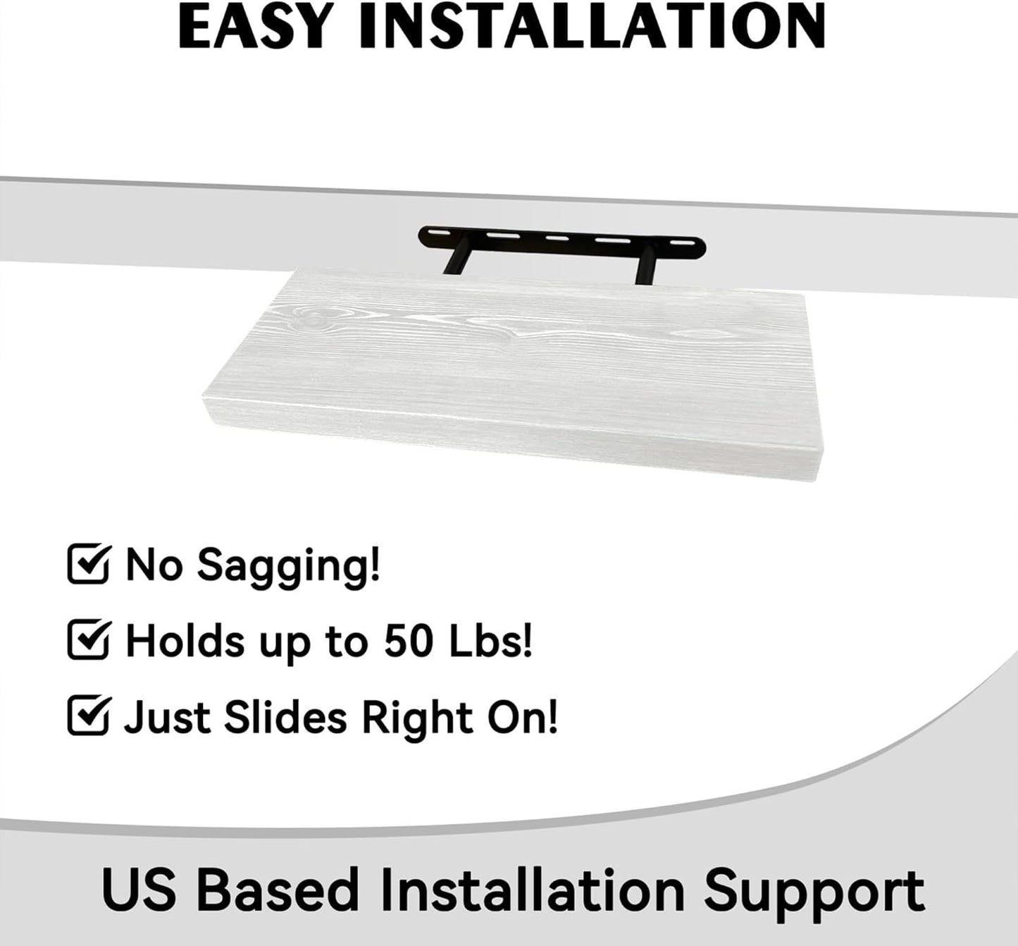 BGMG Wood Floating Shelves 16 inch Set of 2, Rustic Wooden Wall Mount Shelves for Bathroom Living Room Bedroom Kitchen Farmhouse -16x 6.7 x1.25 inch- White