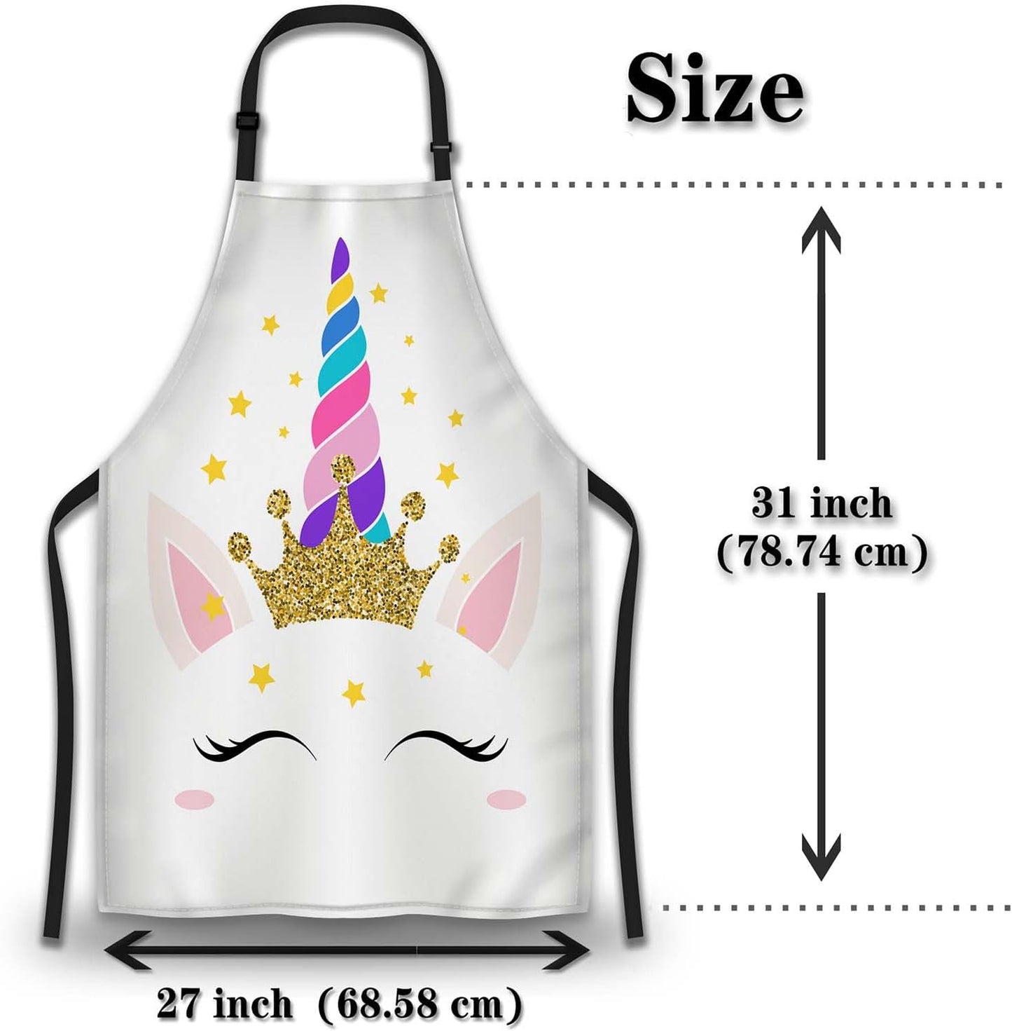 Chef Apron for Men Unicorn Queen Magic Eyes Eyelashes Vintage Aprons for Women for Kitchen Cooking Restaurant BBQ Painting Crafting 27” (W) x 31” (H), Waterproof Apron