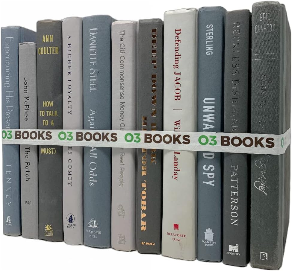 Curated Decorative Books Hardcover Décor Books for Home Décor, Choose Color, Interior Design, Office, Wedding Display, Instant Library, or Staging (Half Foot, Gray)