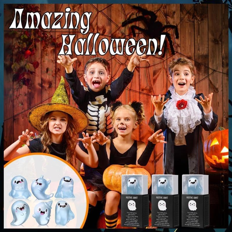 32 Sets Halloween Mini Ghost Figures with Box, Glow in The Dark Mini Resin Ghosts, Luminous Ghost Miniature Resin Figurines for Halloween Party Favors (1PCS F)