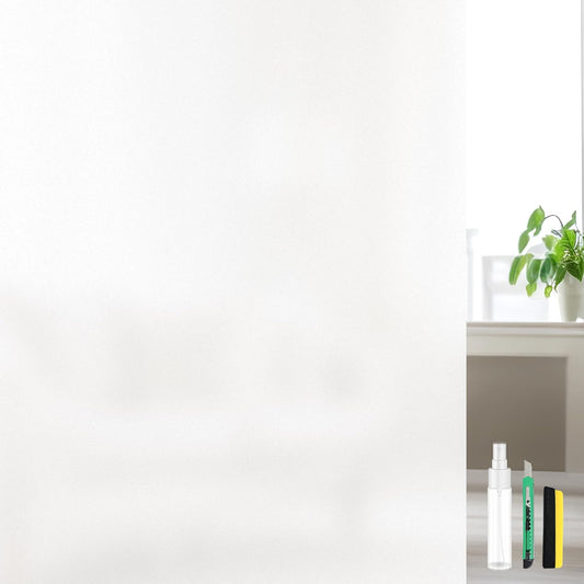 Window Privacy Film, Frosted Glass Static Cling Non-Adhesive Window Cover for Bathroom UV Sunlight Blocking Heat Control for Home Decorative Frosting Pure Matte White Size35.4 x 118.1 Inches