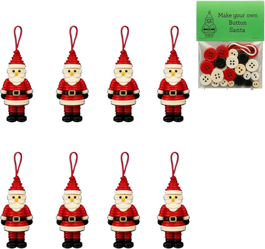 DIY Christmas Button Ornament Making Set - Snowman/Santa/Angel, Fun Holiday Craft Kit for All Ages, Ideal Xmas Tree Hanging Decor & Festive Gifts (8pcs-A)