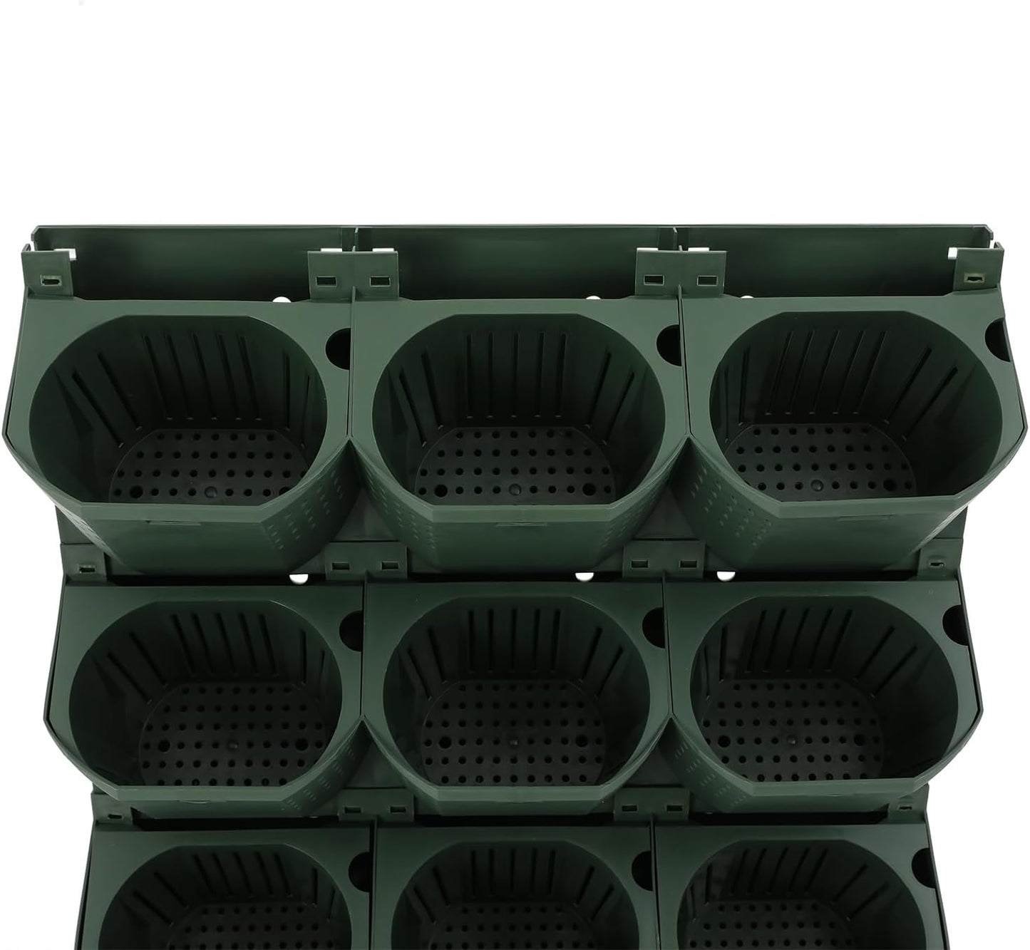 12Pieces 3-Pot Wall Planter Vertical Garden Plant Walls Wall Mounted Vertical Planter with Water-Storage Layer Stackable Wall-Mounted Flower Pot for Gardens, Balconies 180.78lbs Total Capacity (Green)