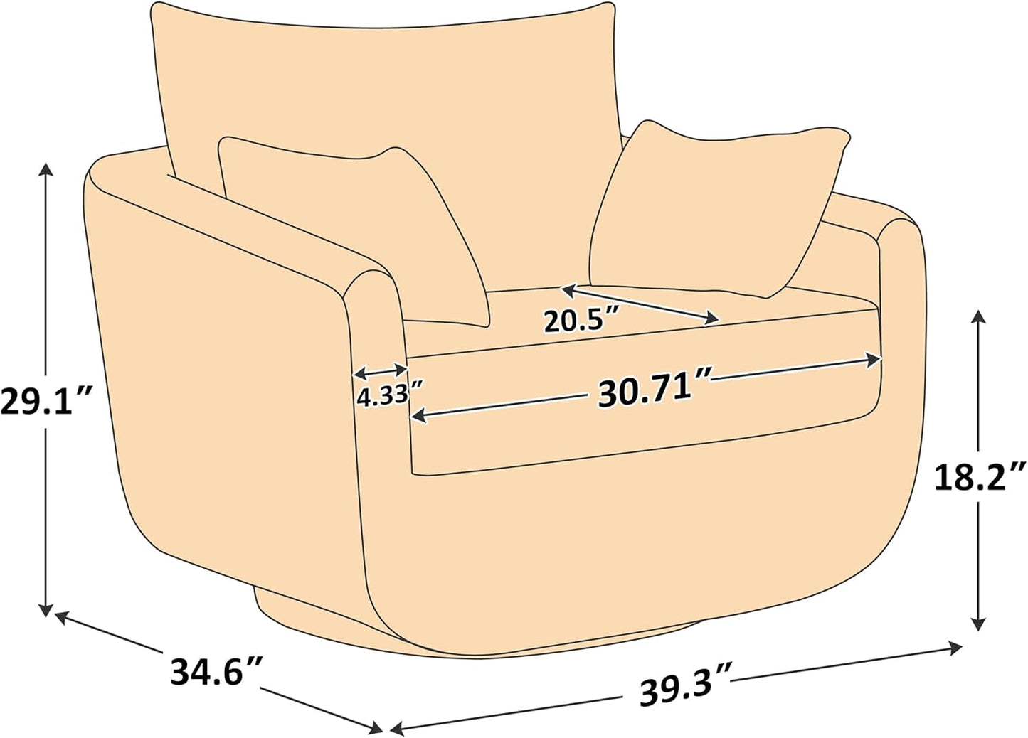 360° Swivel Accent Armchair Set of 2, 39.3" Oversized, Sherpa Boucle Fabric Sofa Chair with Removable Back & Arm Pillows, Swivel Chairs with Cozy Soft Padded, No Assembly Required, Dark Gray