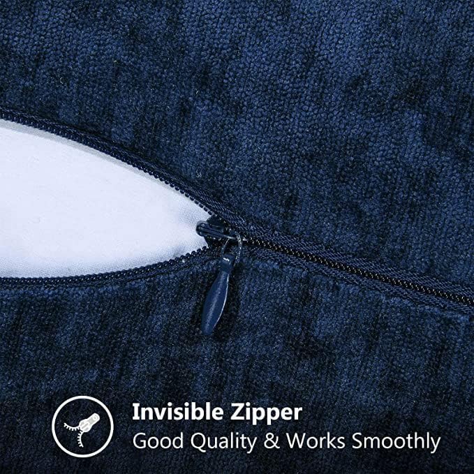 decorUhome Chenille Soft Throw Pillow Covers 22x22 Set of 2, Farmhouse Velvet Neutral Decorative Euro Pillow Covers with Stitched Edge for Couch Sofa Bed Home Decor, Poseidon