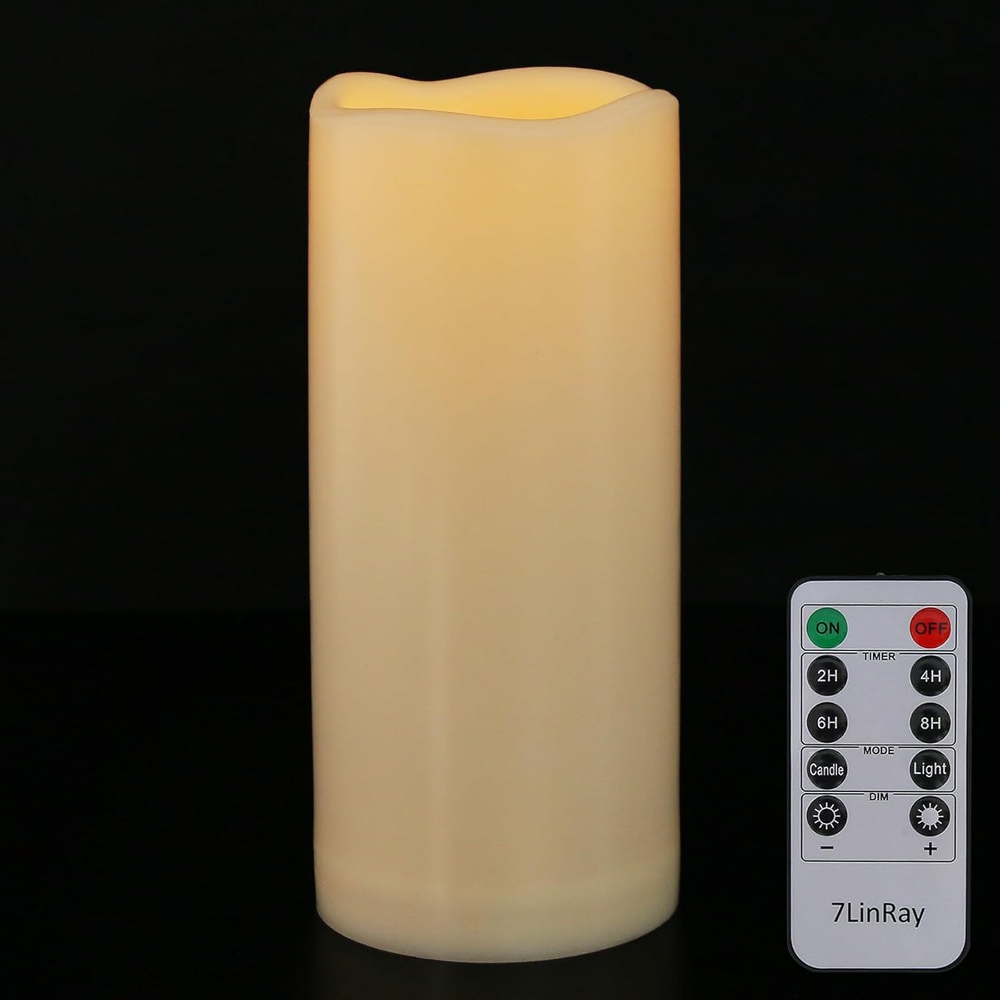 3" x 7" Outdoor Flameless Candles with Remote and Timer, Battery Operated Flickering LED Flameless Pillar Candles for Wedding Home Decoration, Ivory, Plastic, 1 Pack