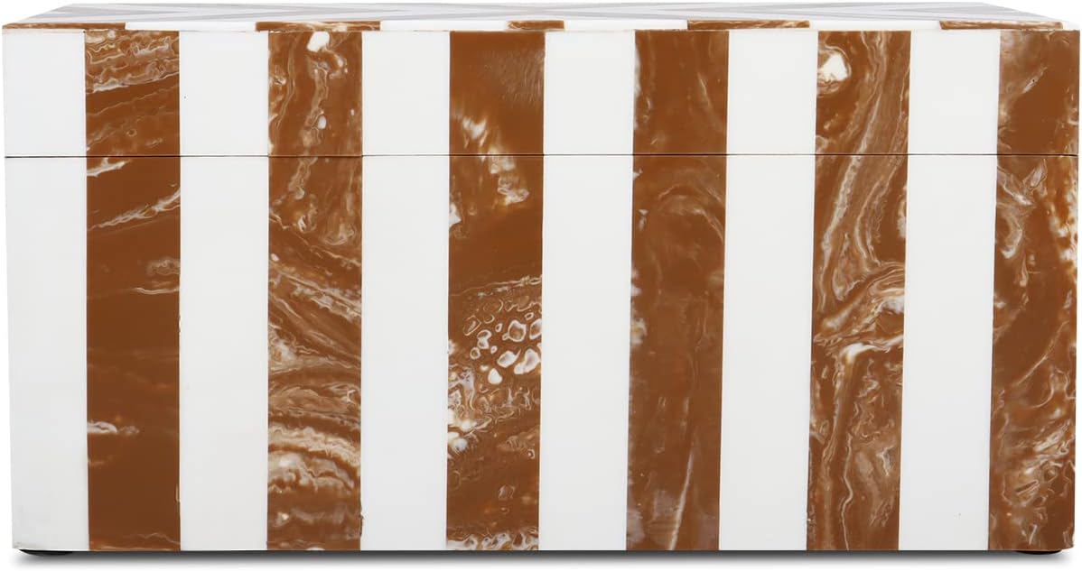 Handicrafts Home Handmade Chevron Pattern Decorative Box - Storage Organizer, Decor Centrepiece, Memory Keepsakes, Home Decor - Boho Style Treasure Box, Multipurpose Gift - Brown, 10x5x5