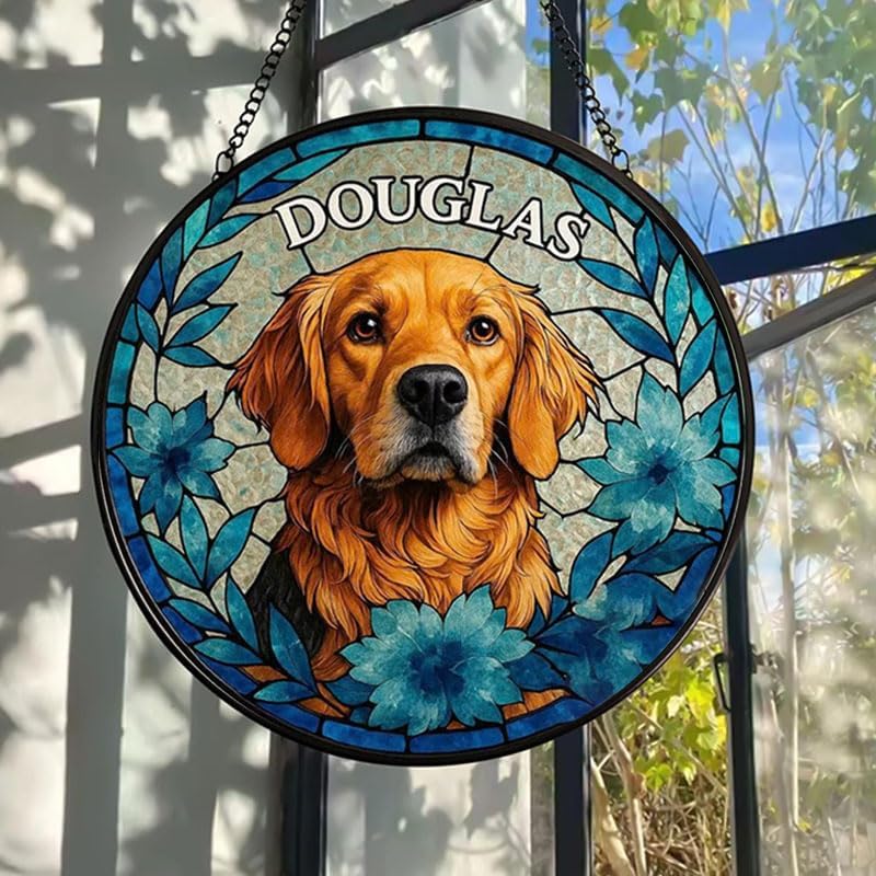 Custom Pet Glass Artwork Hanging, Personalized Dog or Portrait Window Ornament, Unique Memorial Keepsake Gift for Pet Lovers