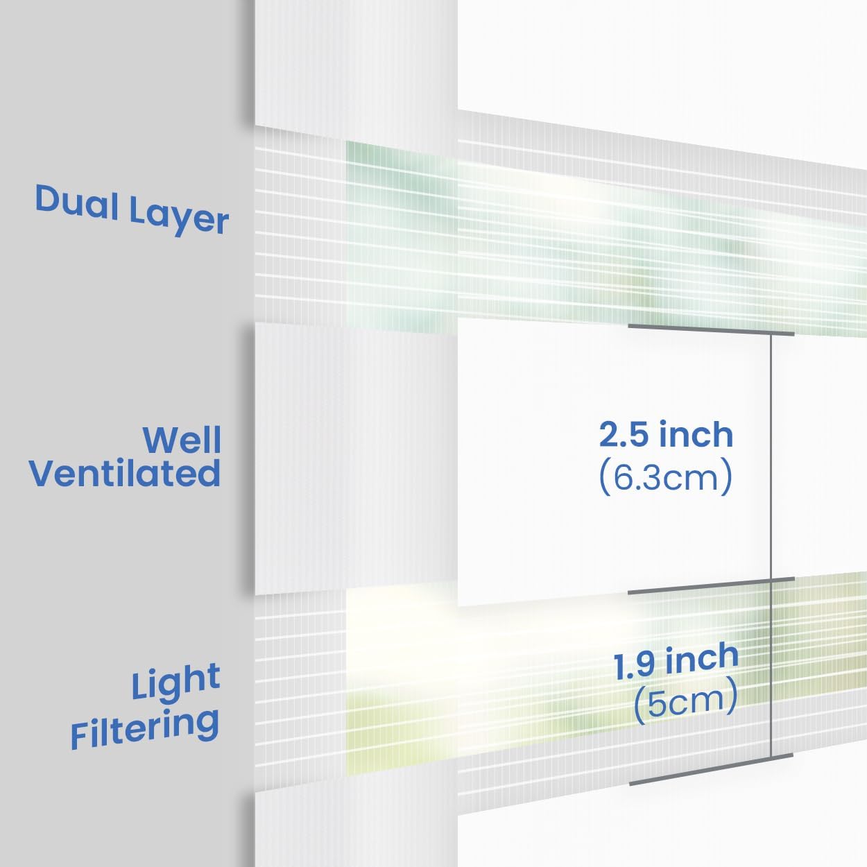 Foiresoft Standard Zebra Roller Blinds for Windows [W40 x H64 Inch, White, Basic], Light Filtering Dual Layer Shades for Bedroom, Living Room, Office, 13 Colors