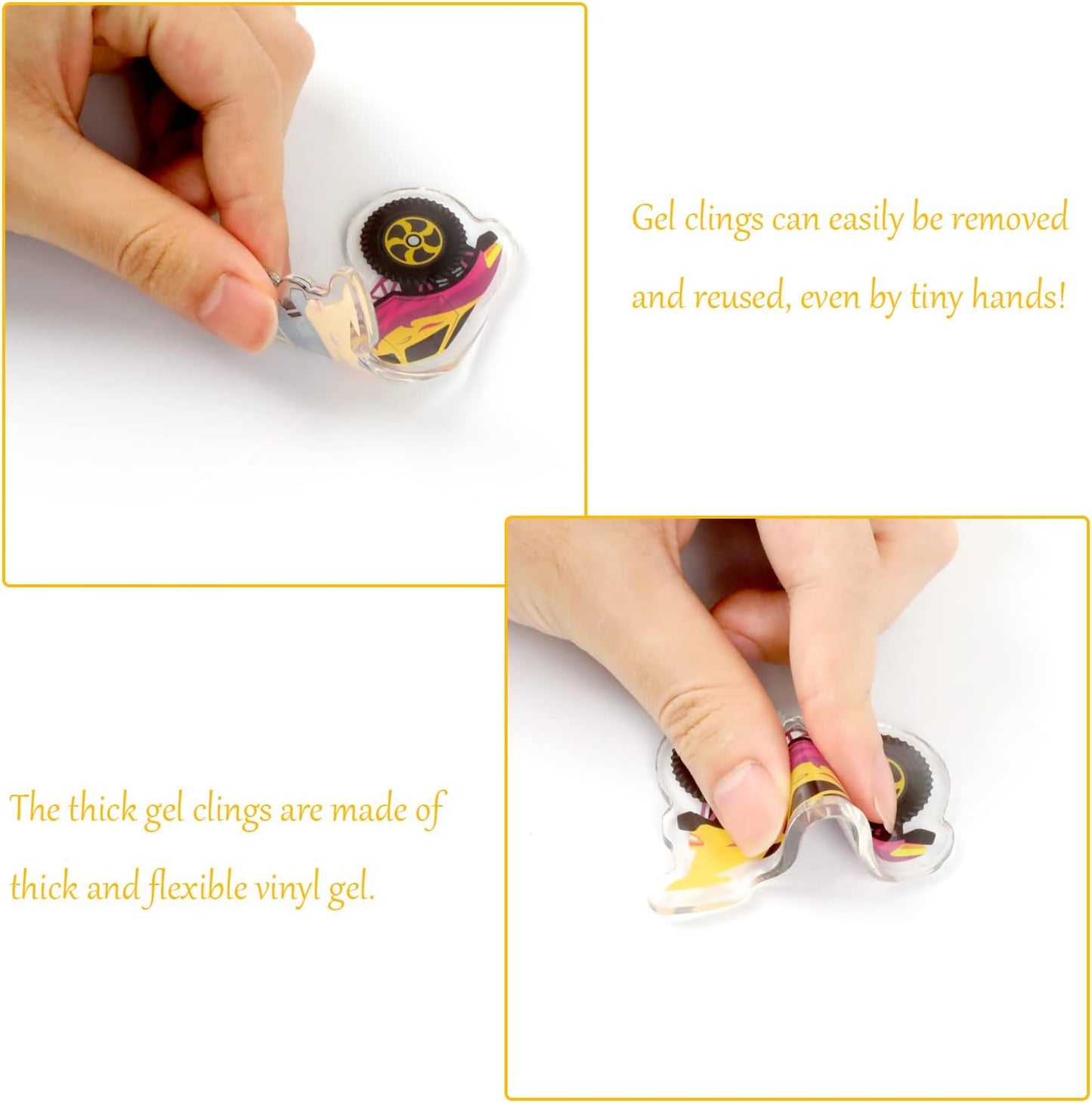 20 PCS Truck Thick Gel Clings Truck Window Gel Clings Decals Stickers for Kids Toddlers and Adults Home Airplane Classroom Nursery Transportation Party Supplies Decorations Removable and Reusable