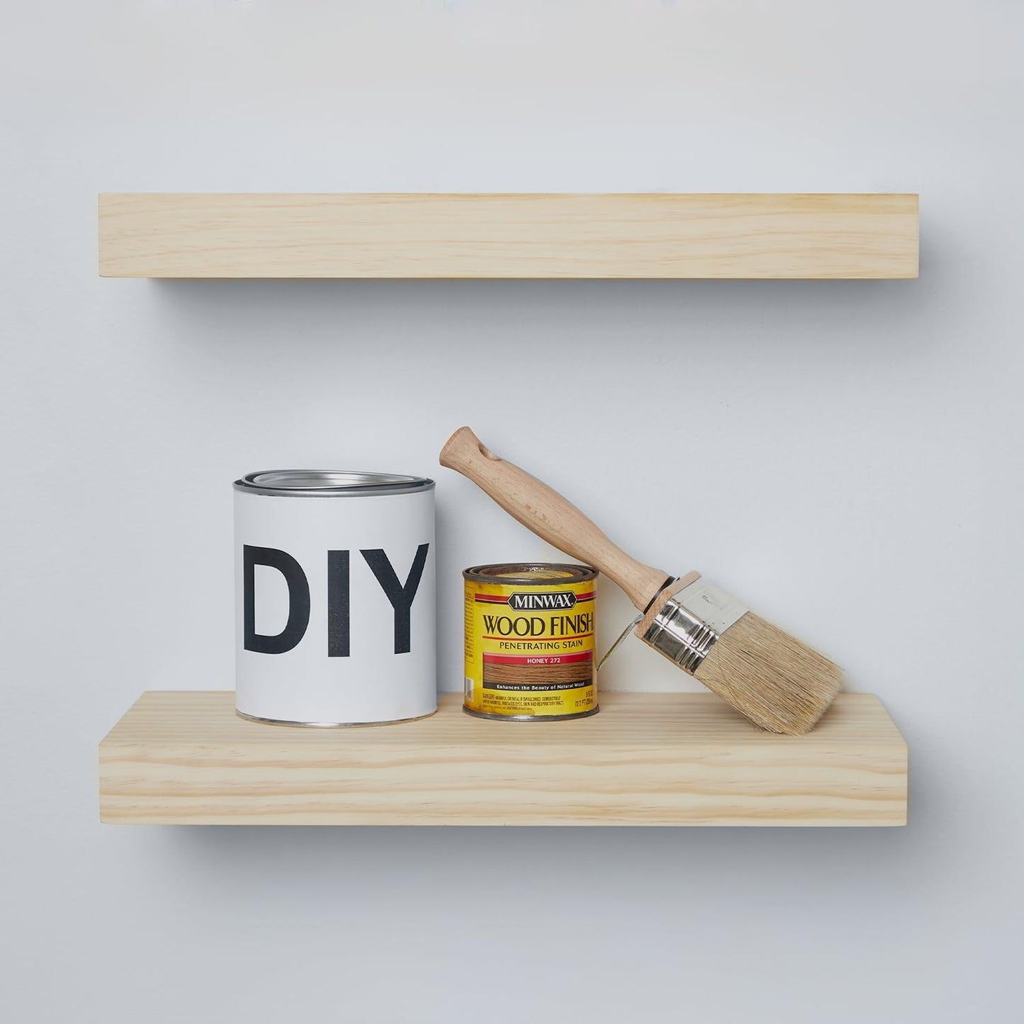 Homeforia 16 inch Natural Floating Shelf, High End Solid Real Wood 16inch Small Floating Shelves for Wall Mounted, Natural Wooden Floating Shelves, Heavy Duty Bracket, 16 X 6.5 X 1.75 in, Set of 2