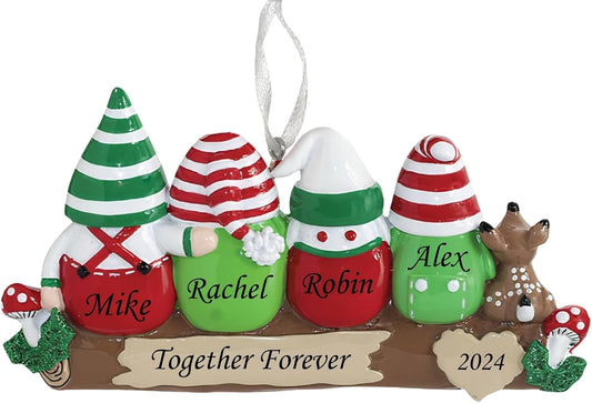 2025 Family Christmas Ornament – Personalized Ornament for Families – Custom Gnome Family Ornament – Holiday Tree Decoration Keepsake Gift (Family 4)