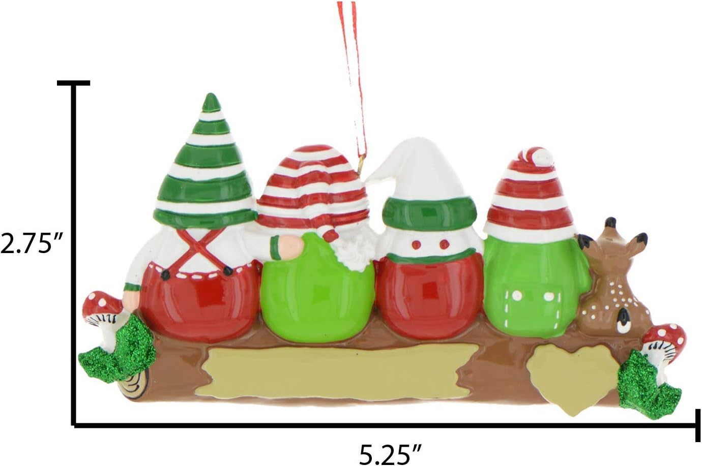 3D Gnome Family of 4 Christmas Ornament 2025 Personalized Family Christmas Ornaments 2025 | Gnomes Log Mushrooms, Deer Personalized Tree Ornaments Customizable Gifts Woodland Gnomes of Four Ornament