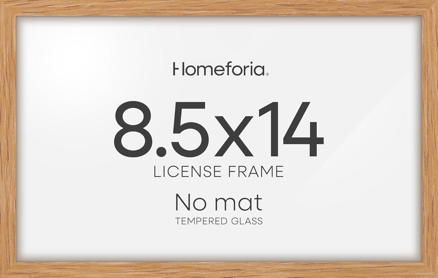 Homeforia 8.5x14 Marriage License Frame Wood, High End Natural Oak 8.5 x 14 Certificate Frames, 14x8.5 Light Wooden Frame for Wall & Tabletop, 8.5by14 Picture Frame, Tempered Glass, Wall Kit, Set of 1