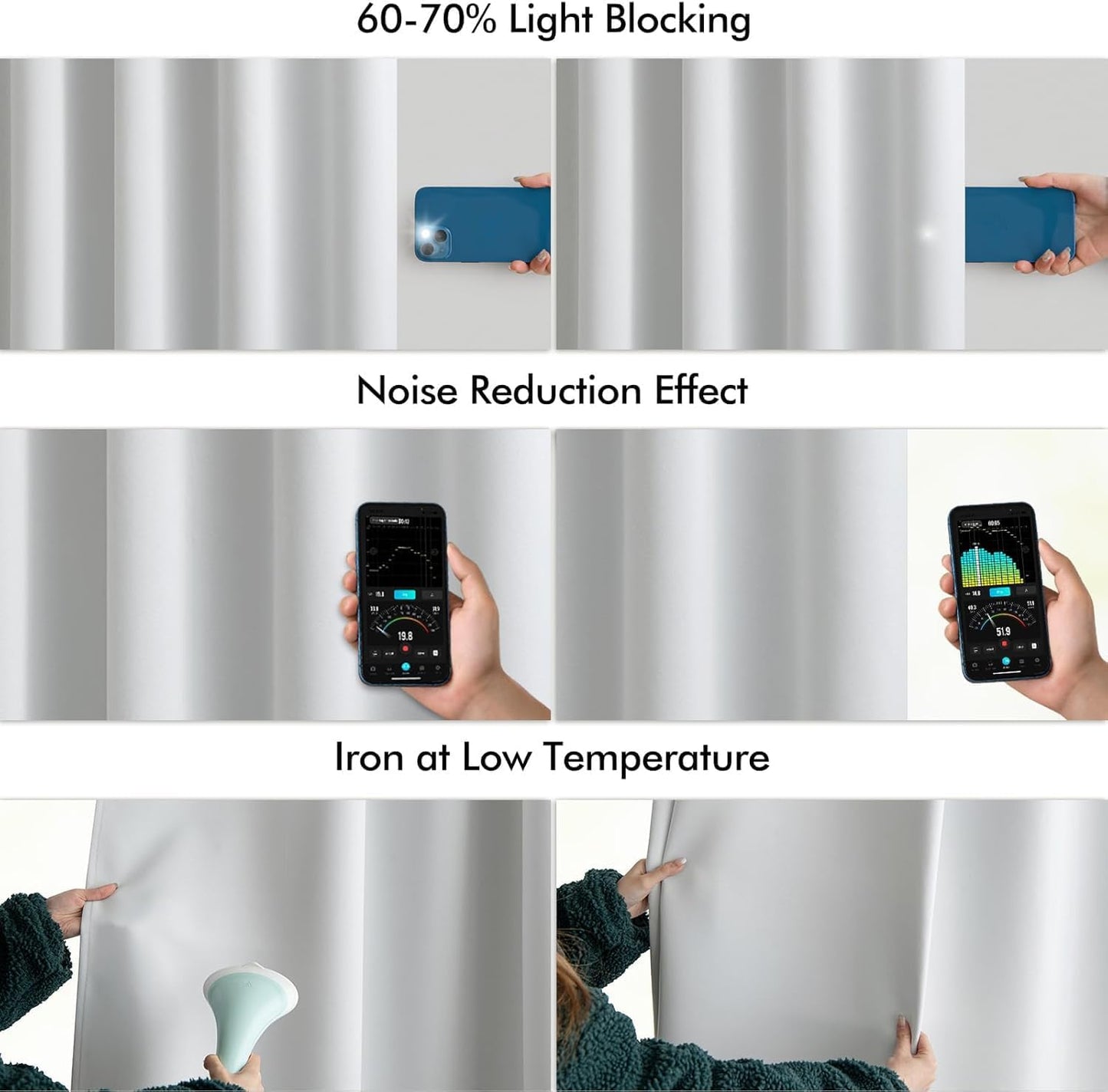 MIULEE Back Tab Light Blocking Curtains 90 Inch Long 2 Panels Set for Living Room Bedroom, Greyish White Rod Pocket/Pinch Pleated Thermal Insulated Room Darkening Blackout Curtains, 52 x 90 Inch