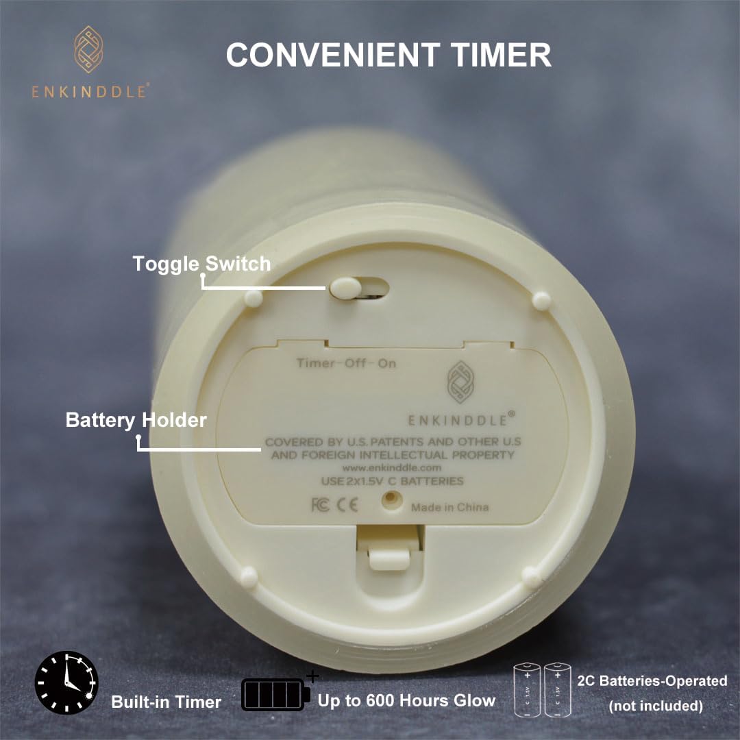 Flickering Flameless Candle, Real Wax LED Pillar Candle with 3D Moving Flame, Battery Operated, Built-in Timer, Ivory, Unscented, Safe for Home Décor, and Holidays 3" x 6.12"