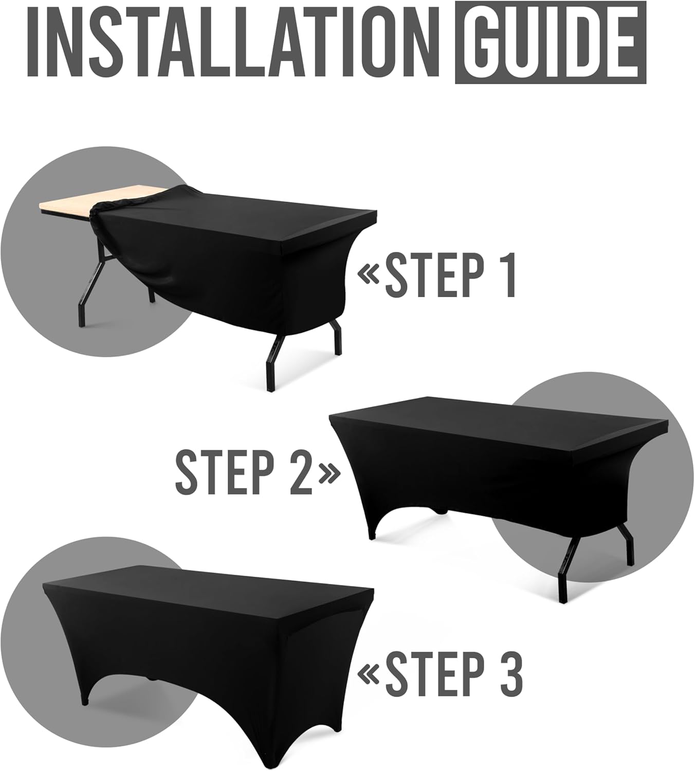 Utopia Kitchen 4FT Spandex Tablecloth [2 Pack, Black] 200 GSM Stretch, Fitted, Washable and Wrinkle Resistant Table Cloth Rectangle Cover for Trade Shows, Wedding, Parties [48Lx30Wx30H Inch]