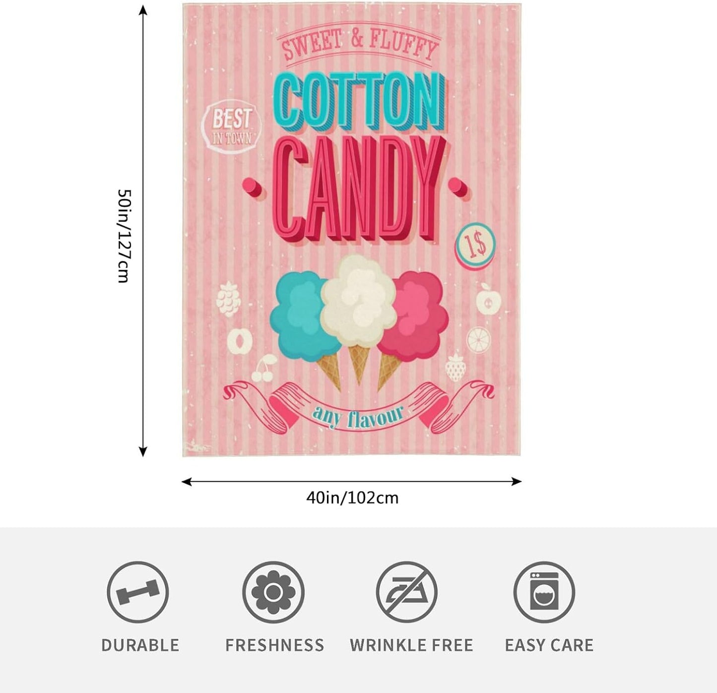 HGOD DESIGNS Candy Throw Blanket Sweet and Colorful Candy Pink Blanket Super Soft Flannel Throw Blanket Lightweight Plush Fuzzy Bed Blanket for Bedding Sofa and Travel 40"X50"