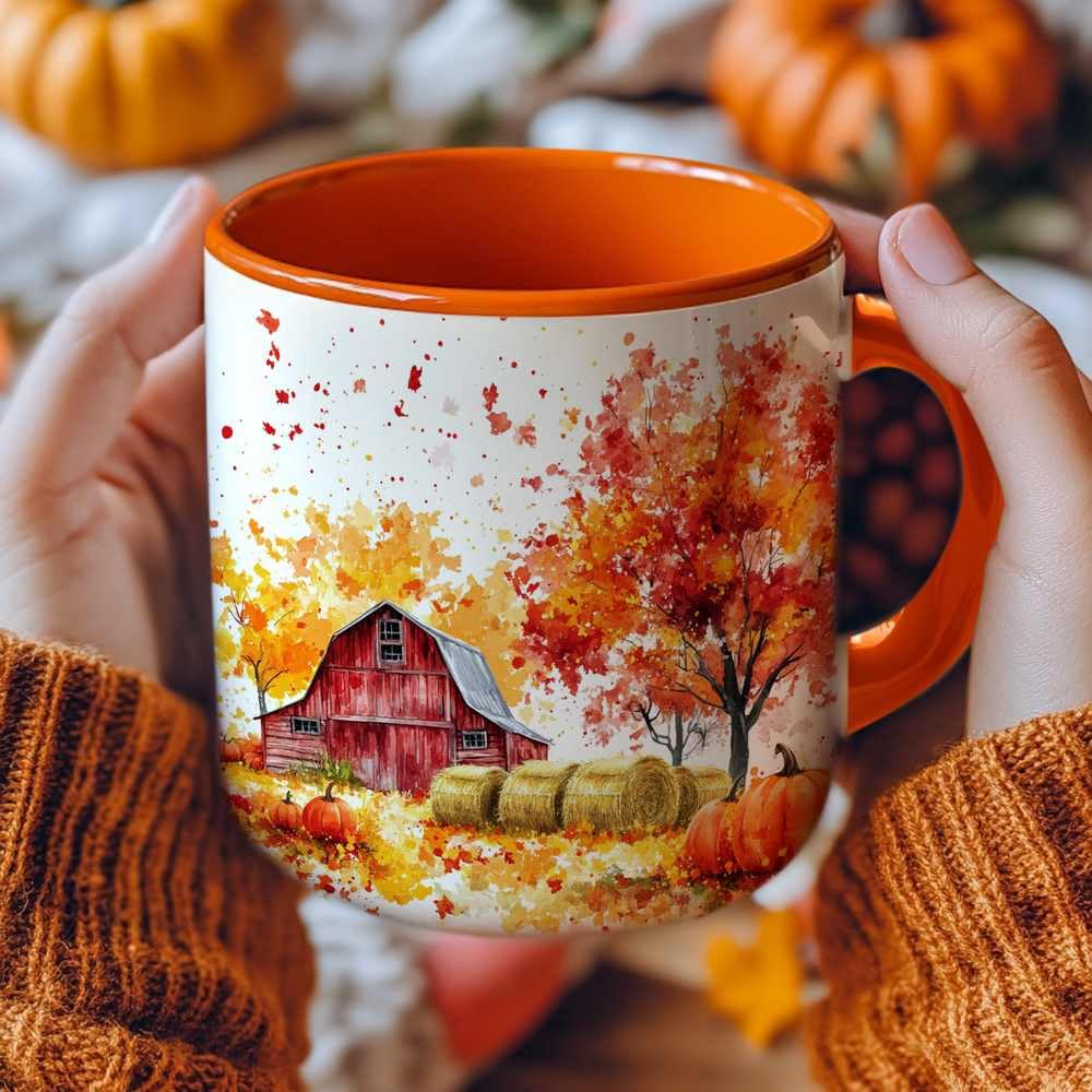 Fall Farm Coffee Mug - Farm Lover Mugs Gifts for Women Men - Autumn Decor Gifts For Home Farmhouse Thanksgiving - 11oz Printed Ceramic Mug