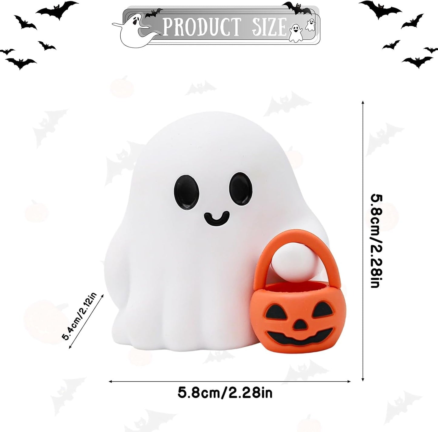 3 Pcs Halloween Ghost Figurine Ghost Resin Halloween Statue Cute Spooky Carrying Pumpkin Basket Designs Spooky Desk Display Ornament for Home and Office Tabletop Art Decoration