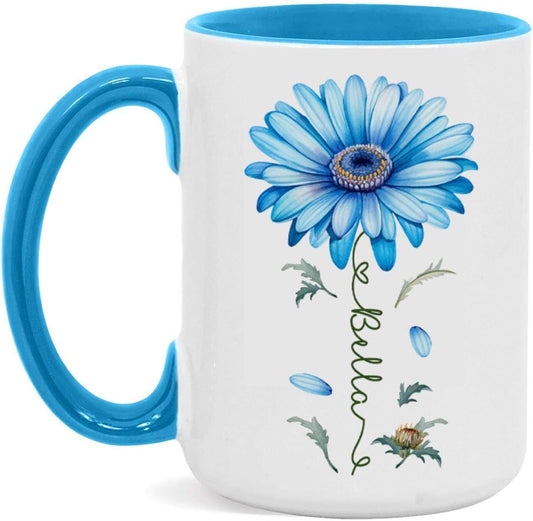 Adorable Gerbera Daisy Flower Mug, Customized Flower Themed Cup With Name, Novelty Daisy Flower Accent Mug 11oz 15oz, Custom Daisy Lover Coffee Cup, Personalized Flower Mug For Birthday