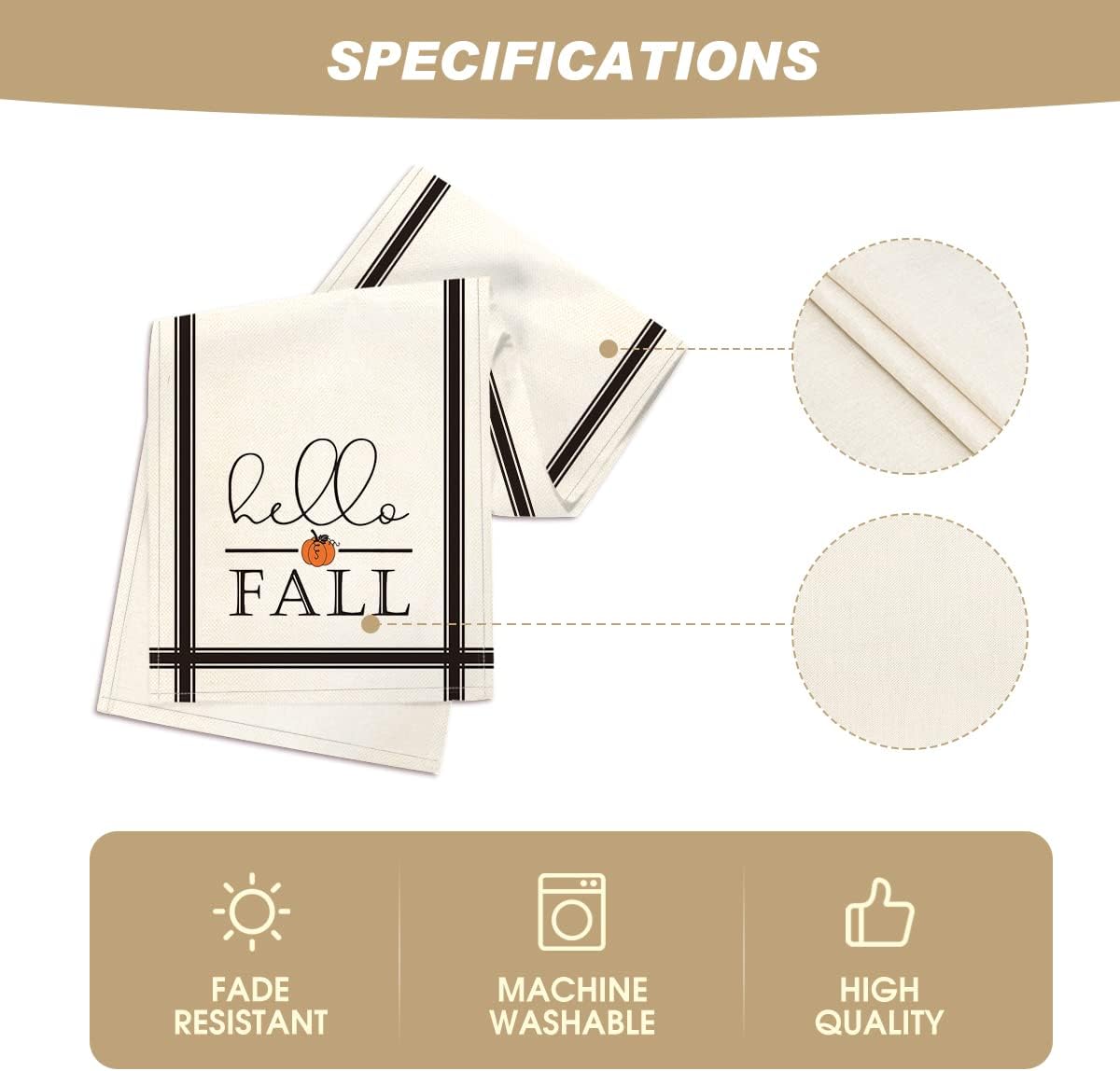 Artoid Mode Hello Fall Stripes Pumpkin Autumn Table Runner, Seasonal Fall Kitchen Dining Table Decoration for Home Party Decor 13x60 Inch