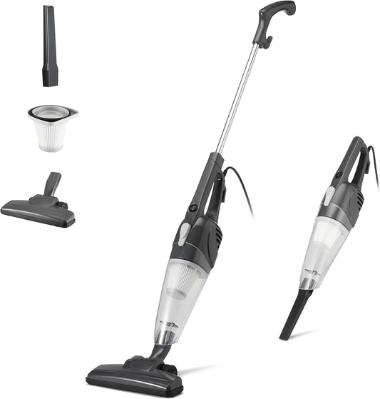 Amazon Basics 2-in-1 Corded Stick Vacuum Cleaner, Convertible to Handheld, Lightweight (3.9 LBS), with Washable HEPA Filter, Crevice Tools, 0.5L Dust Cup, 19.7-Ft Cord, 300W, Black