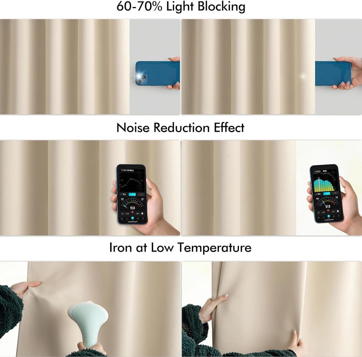 MIULEE Cream Beige Back Tab Light Blocking Curtains 104 Inch Length 2 Panels Set for Living Room Bedroom Privacy, Rod Pocket/Pinch Pleat Thermal Insulated Room Darkening Pleated Blackout Drapes