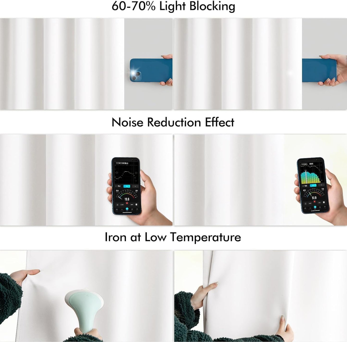 MIULEE Pure White Back Tab Blackout Curtain 96 Inch Long 2 Panels Set for Bedroom, Rod Pocket/Pinch Pleat Thermal Insulated Living Room Darkening Pleated Light Blocking Floor to Ceiling Drape