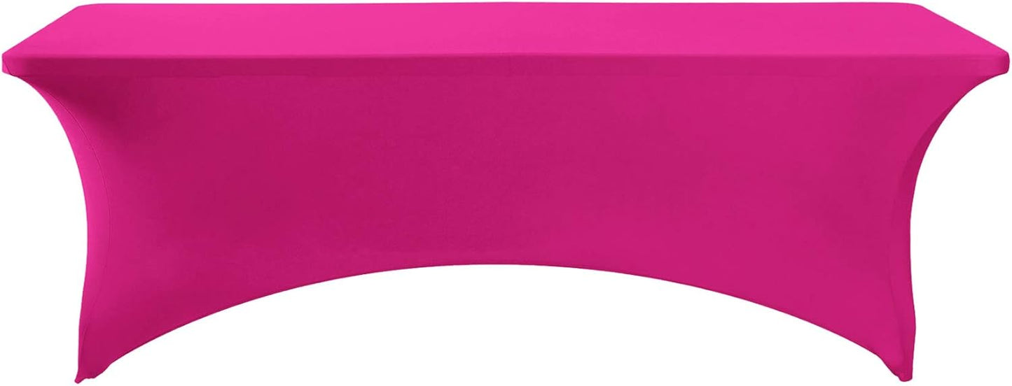 Spandex Table Cover for 8FT or 4ft or 6ft Table Universal Fitted Stretch Tablecloth for Party, Banquet, Wedding and Events-Fuchsia