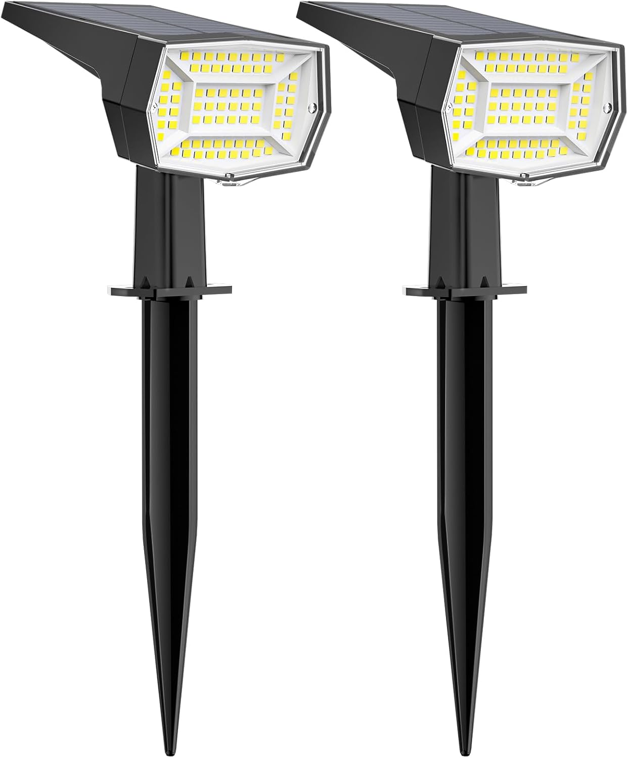 Fabrito 72 LEDs Solar Spot Lights Outdoor Waterproof, 3 Modes Landscape Spotlights, Dusk to Dawn Solar Powered Flood Wall Lights for Outside, Solar Garden Lights for Yard Porch 2 Pack (Cool White)