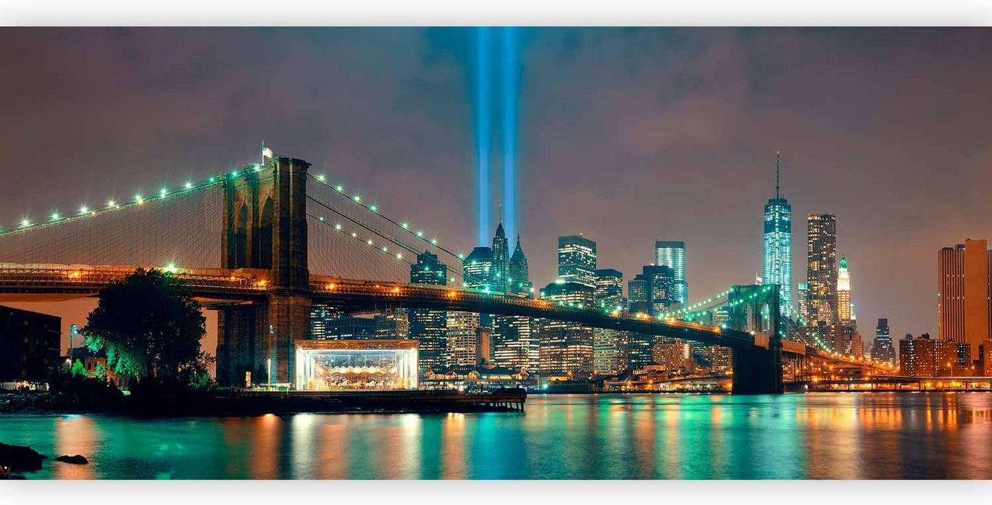 artgeist Wall Mural New York 216x98 in - XXL Non-Woven Corner Wallpaper Fleece Angle Wall Decor Photo Print Picture Image Design Modern Bridge City Panorama Landscape d-A-0035-a-a