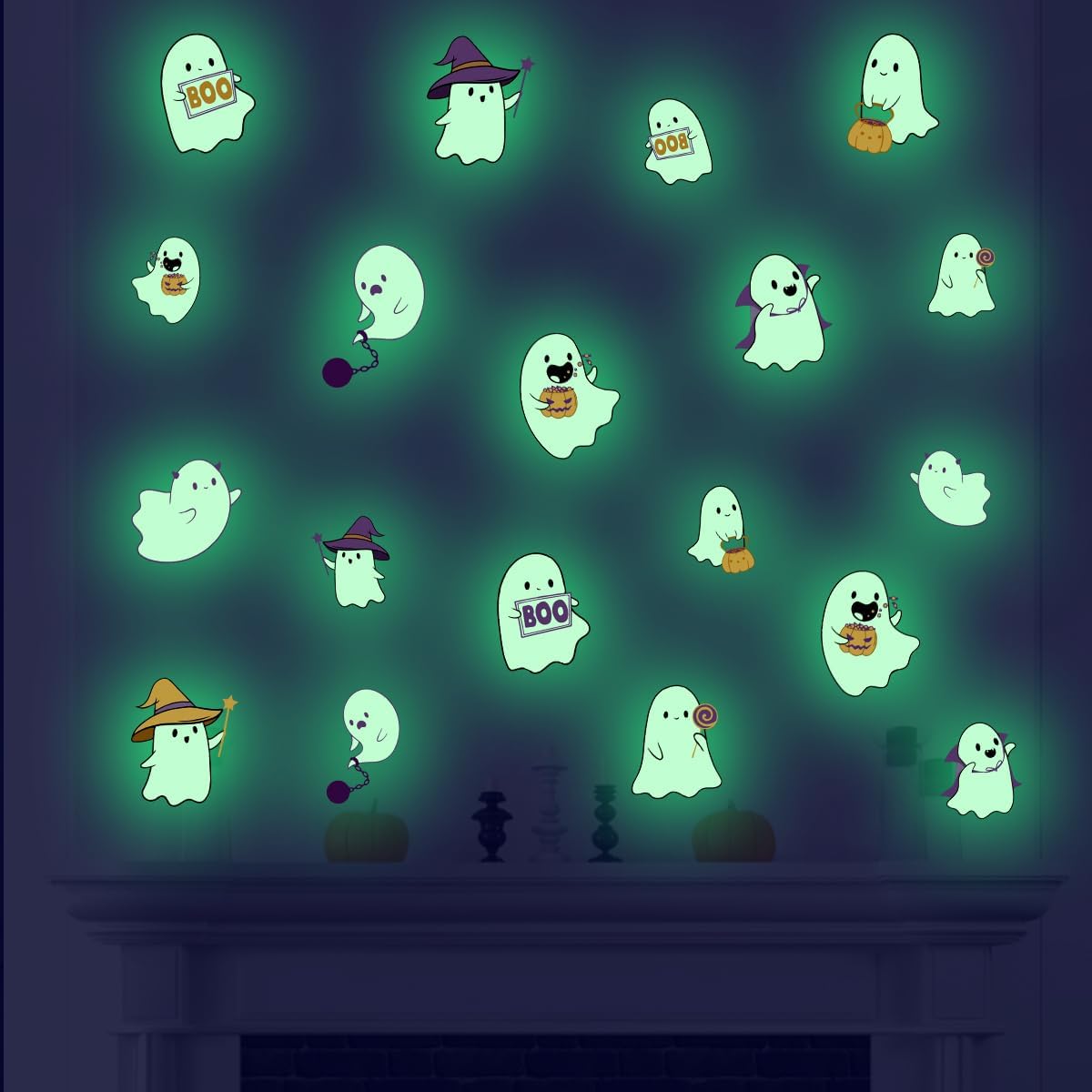 Glow in The Dark Halloween Window Clings Luminous Pumpkin Ghost Window Stickers Decor for Halloween Theme Party Decorations